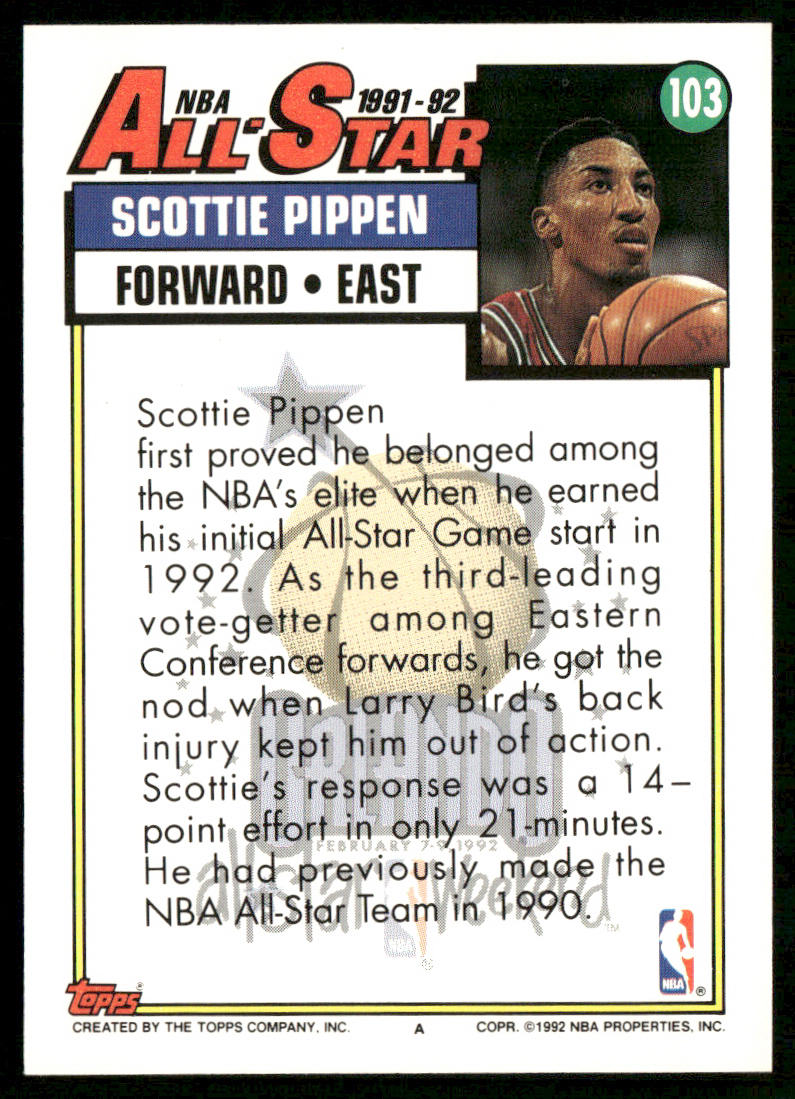 Scottie Pippen 1992-93 Topps #103 Chicago Bulls