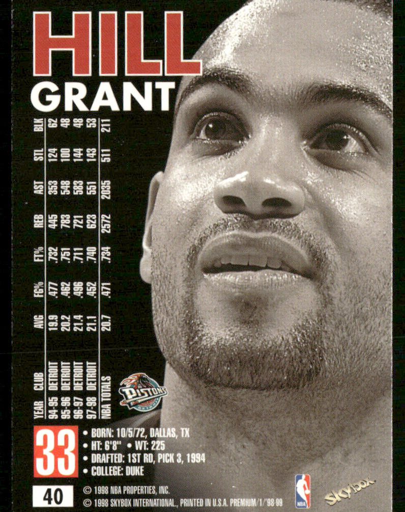 Grant Hill 1998-99 SkyBox Premium #40 Detroit Pistons