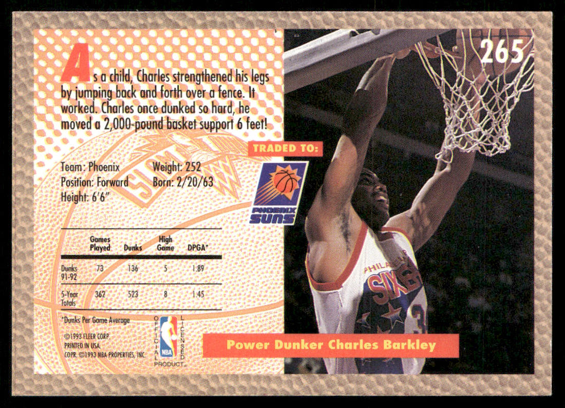 Charles Barkley 1992-93 Fleer #265 Phoenix Suns