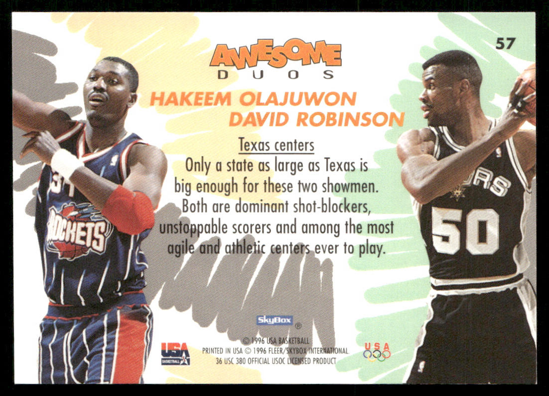David Robinson / Hakeem Olajuwon 1996 SkyBox USA #57 USA