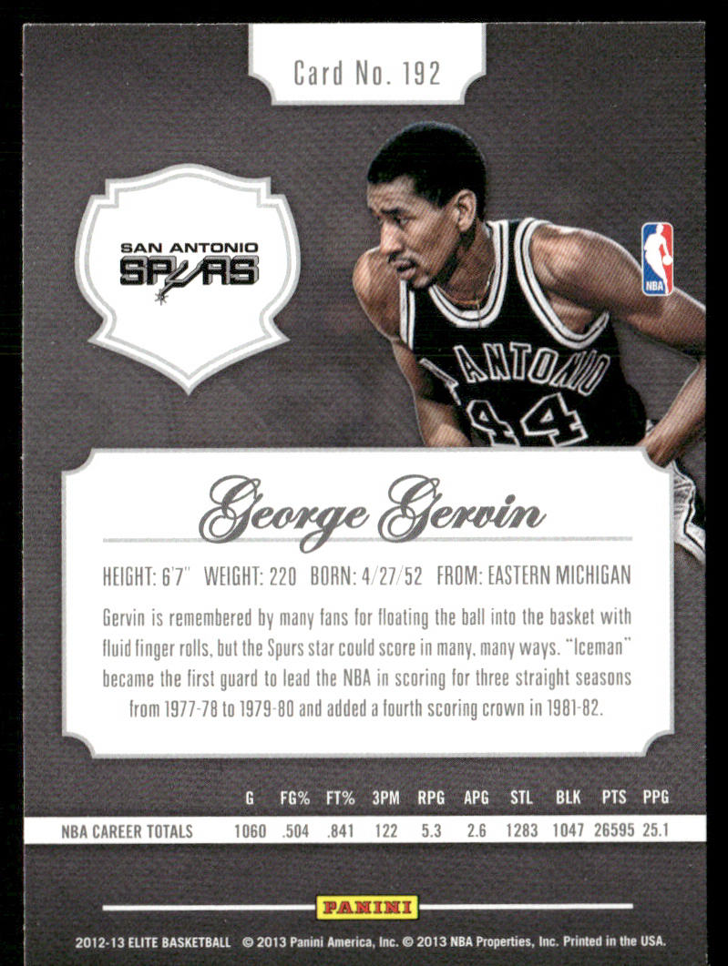 George Gervin 2012-13 Panini Elite #192 San Antonio Spurs