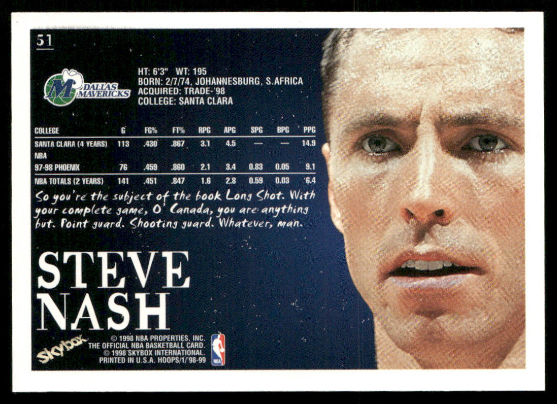 Steve Nash 1998-99 Hoops #51 Dallas Mavericks