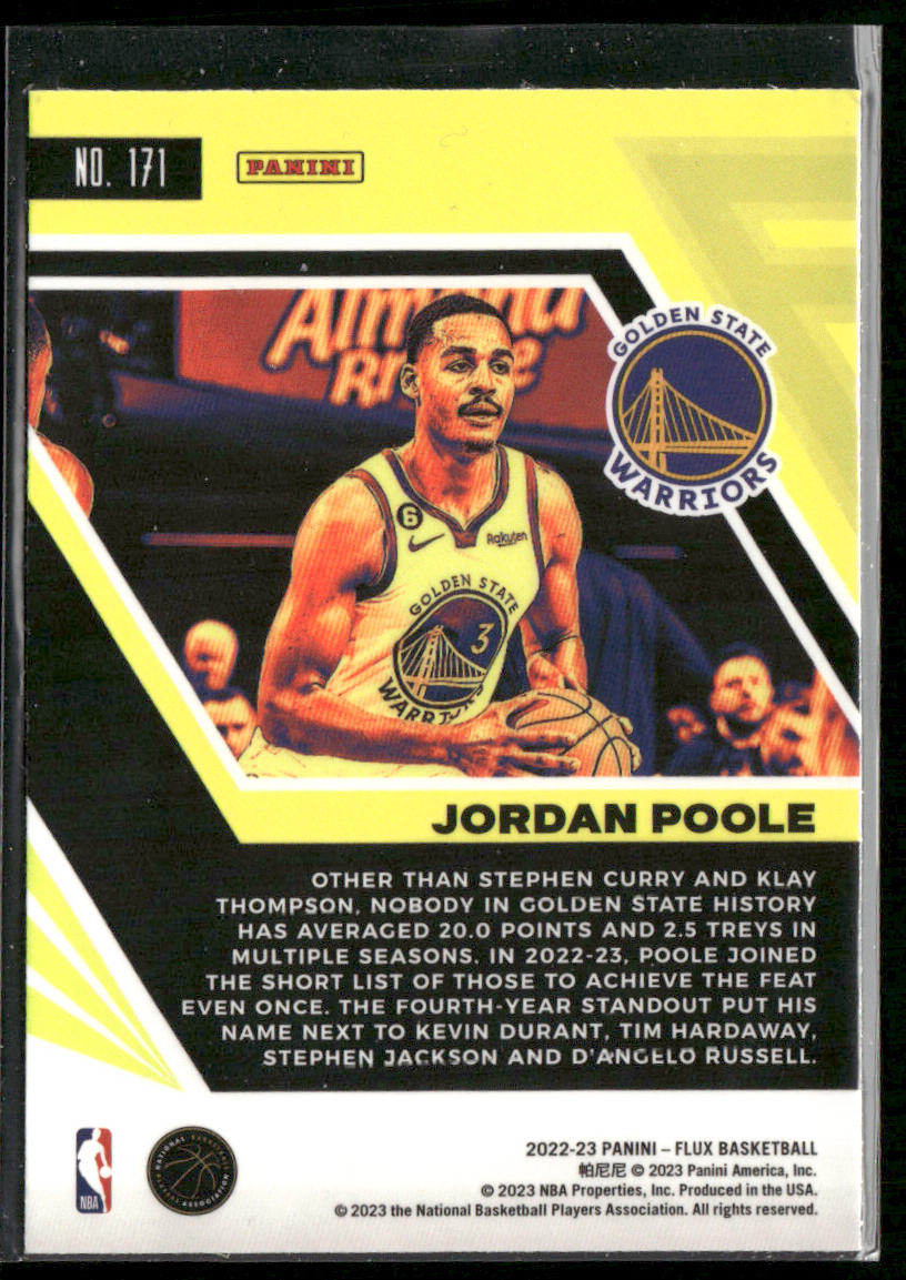 Jordan Poole 2022-23 Panini Flux #171 Golden State Warriors