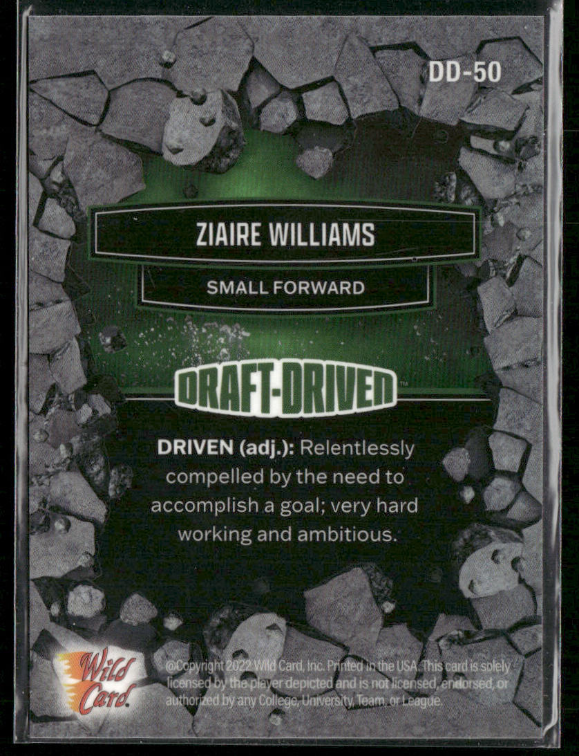 Ziaire Williams 2021-22 Wild Card Alumination Draft-Driven Green #DD-50