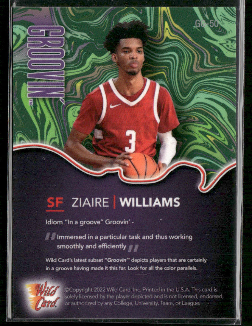 Ziaire Williams 2021-22 Wild Card Alumination Green Groovin' Purple #GG-50