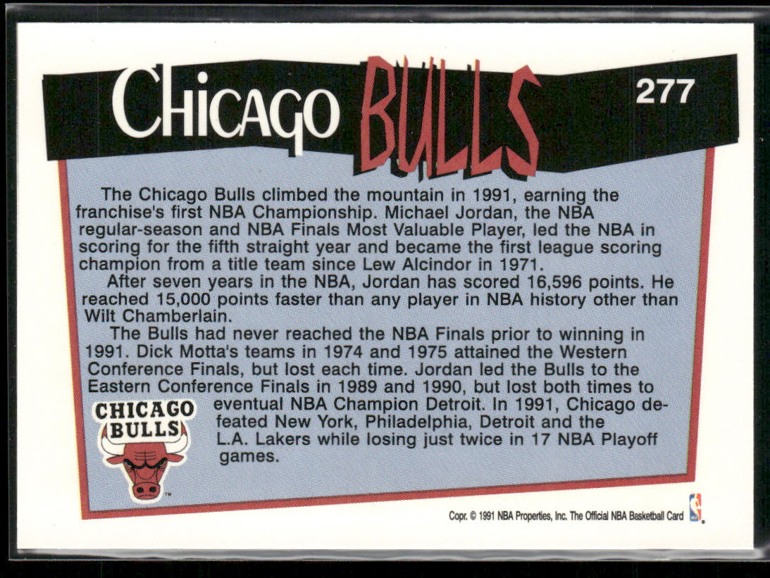Chicago Bulls 1991-92 Hoops #277 Chicago Bulls