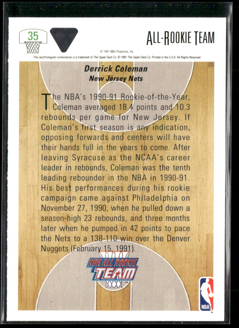 Derrick Coleman 1991-92 Upper Deck #35b New Jersey Nets