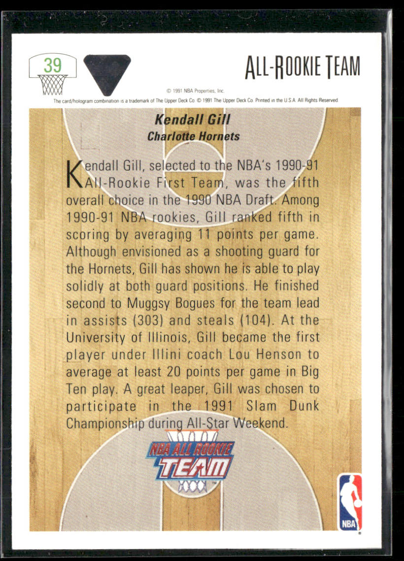 Kendall Gill 1991-92 Upper Deck #39 Charlotte Hornets