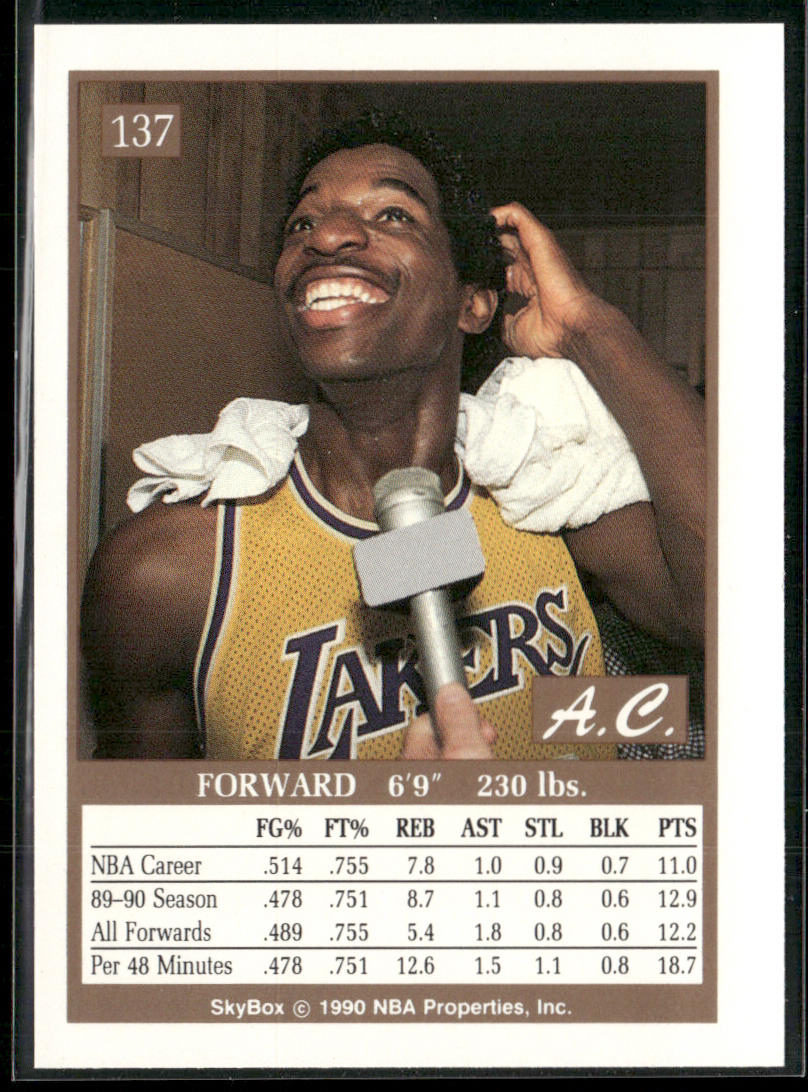 A.C. Green 1990-91 SkyBox #137 Los Angeles Lakers
