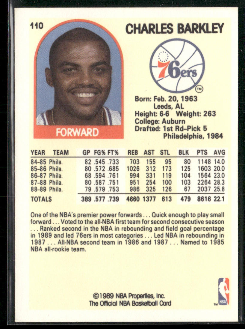 Charles Barkley 1989-90 Hoops #110 Philadelphia 76ers