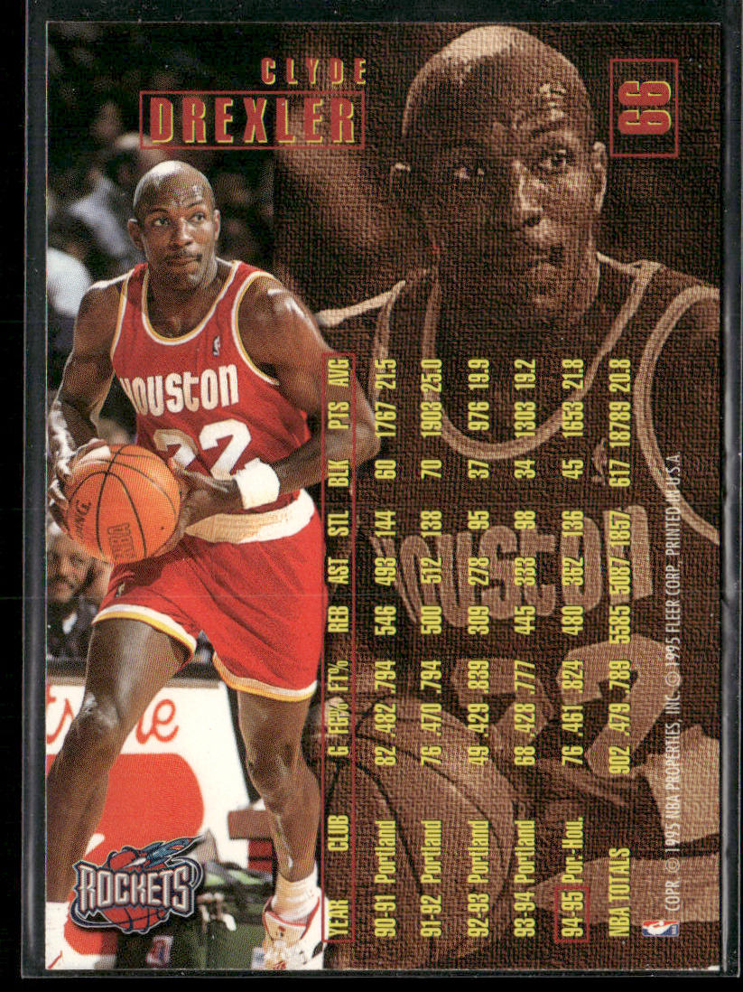 Clyde Drexler 1995-96 Fleer #66 Houston Rockets