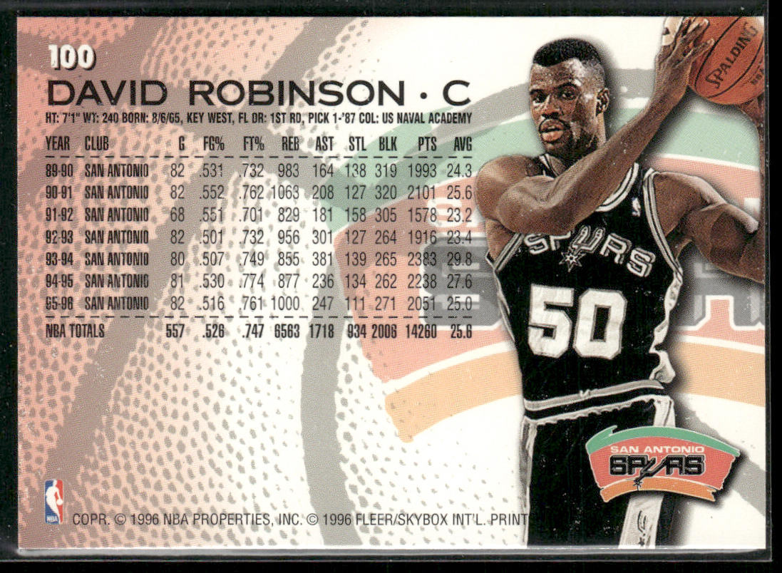 David Robinson 1996-97 Fleer #100 San Antonio Spurs