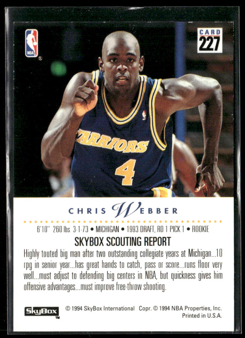 Chris Webber 1993-94 SkyBox Premium #227 RC Golden State Warriors