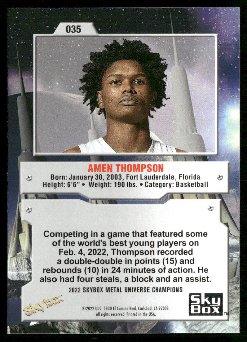 Amen Thompson 2022 SkyBox Metal Universe Champions #035
