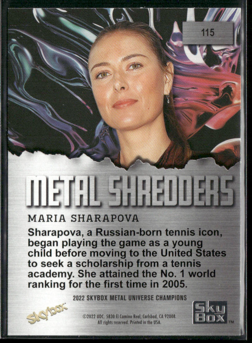 Maria Sharapova 2022 SkyBox Metal Universe Champions Aqua #115