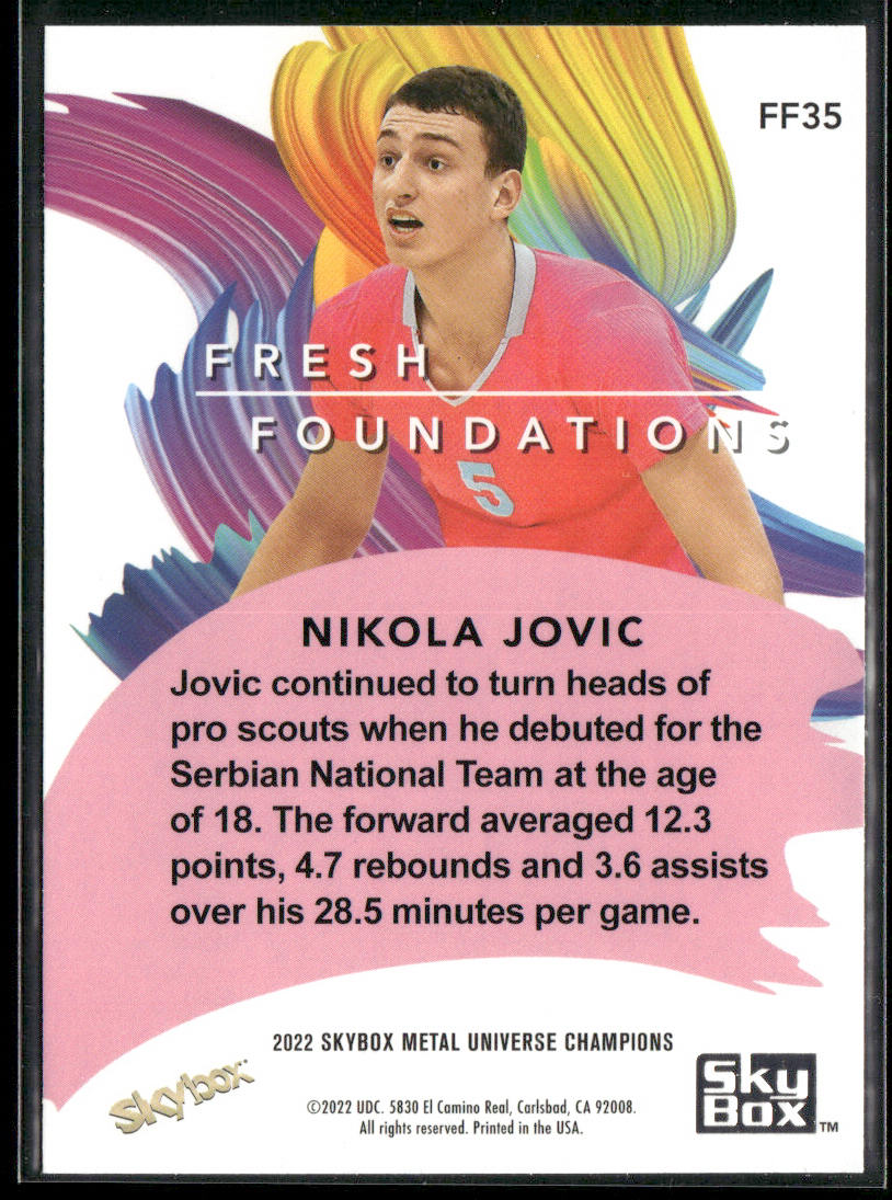 Nikola Jovic 2022 SkyBox Metal Universe Champions Fresh Foundations Aqua #FF35