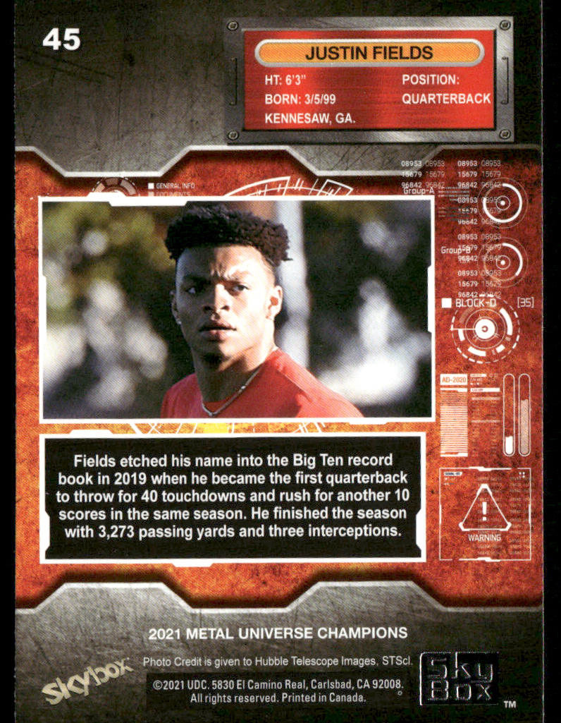 Justin Fields 2021 SkyBox Metal Universe Champions #45
