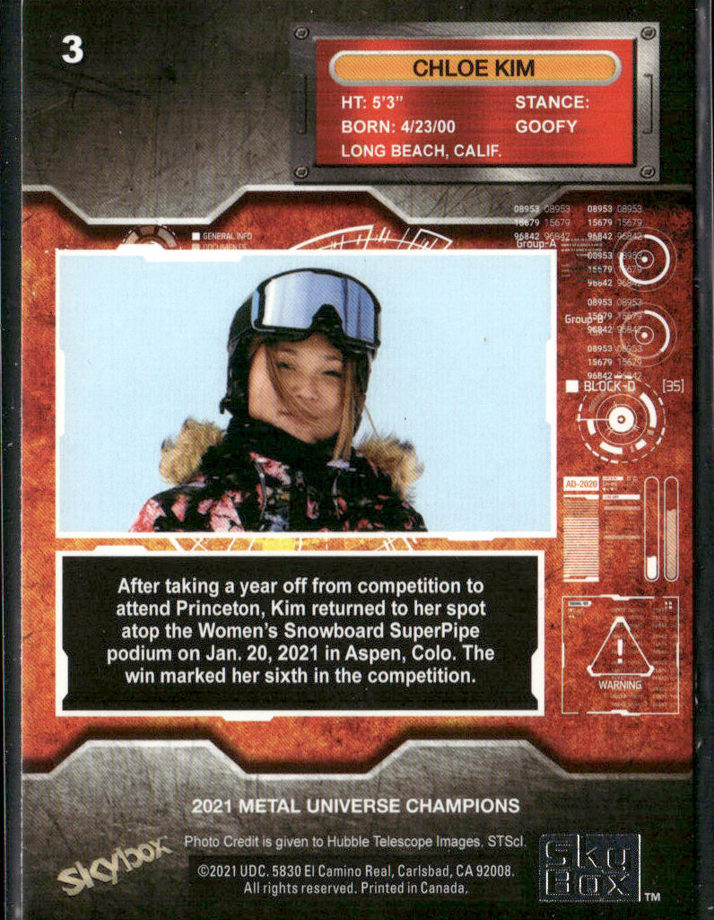 Chloe Kim 2021 SkyBox Metal Universe Champions #3