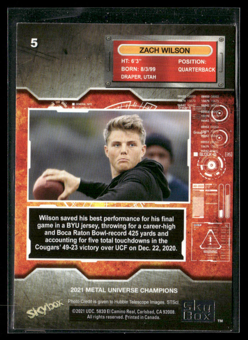 Zach Wilson 2021 SkyBox Metal Universe Champions #5