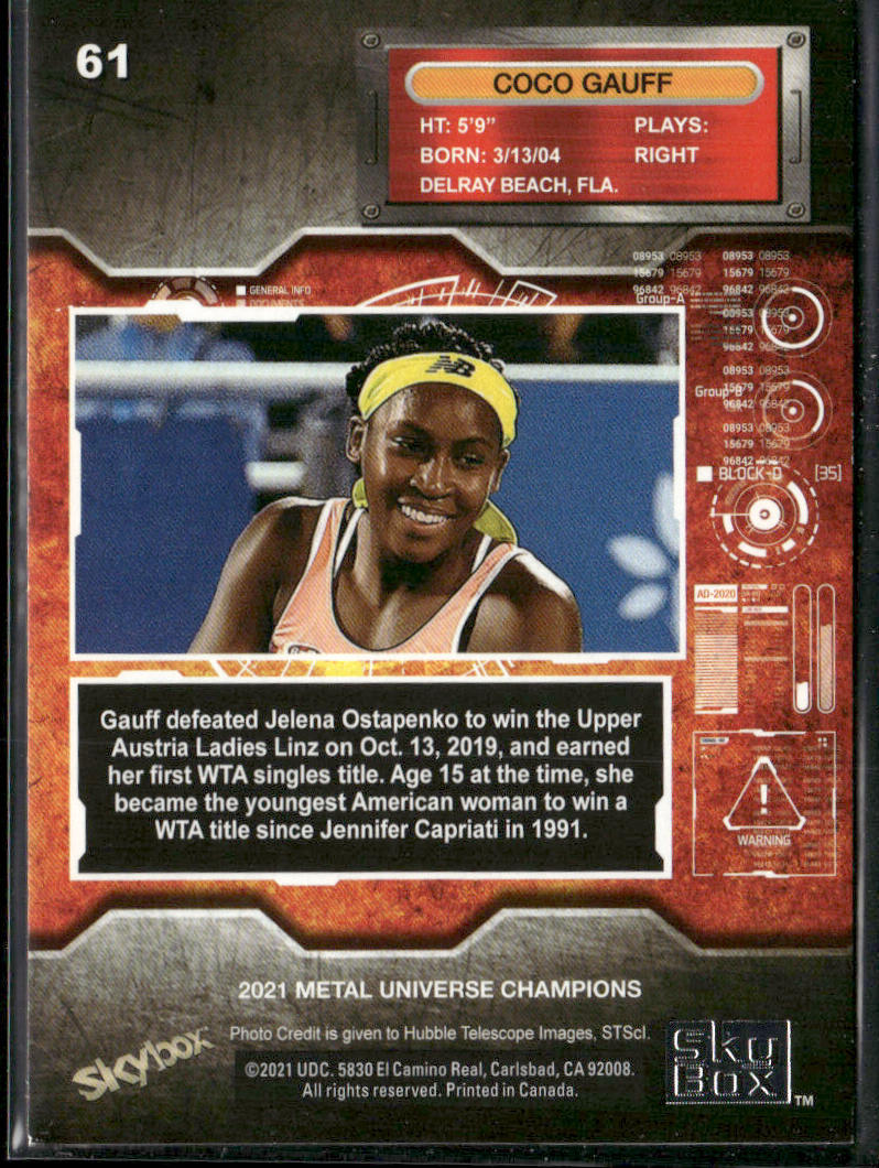 Coco Gauff 2021 SkyBox Metal Universe Champions #61