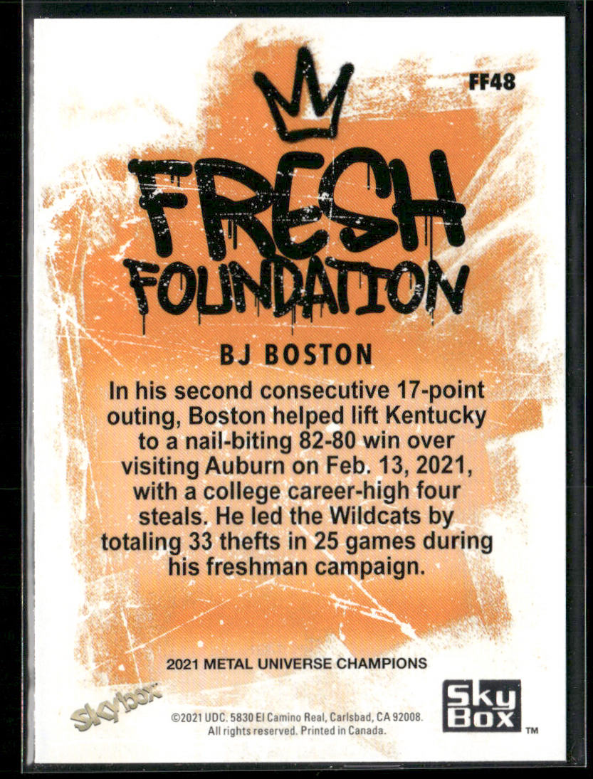 BJ Boston 2021 SkyBox Metal Universe Champions Fresh Foundation #FF48