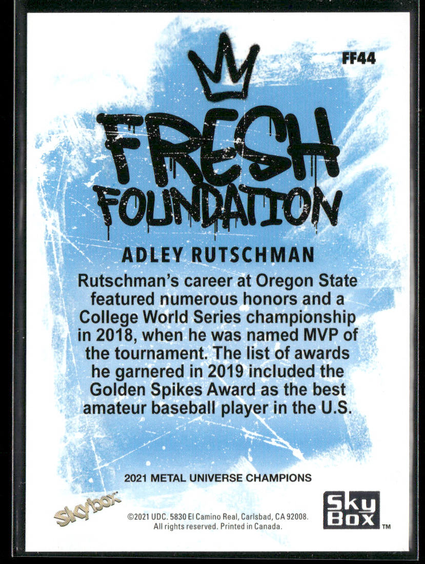 Adley Rutschman 2021 SkyBox Metal Universe Fresh Foundation Copper #FF44