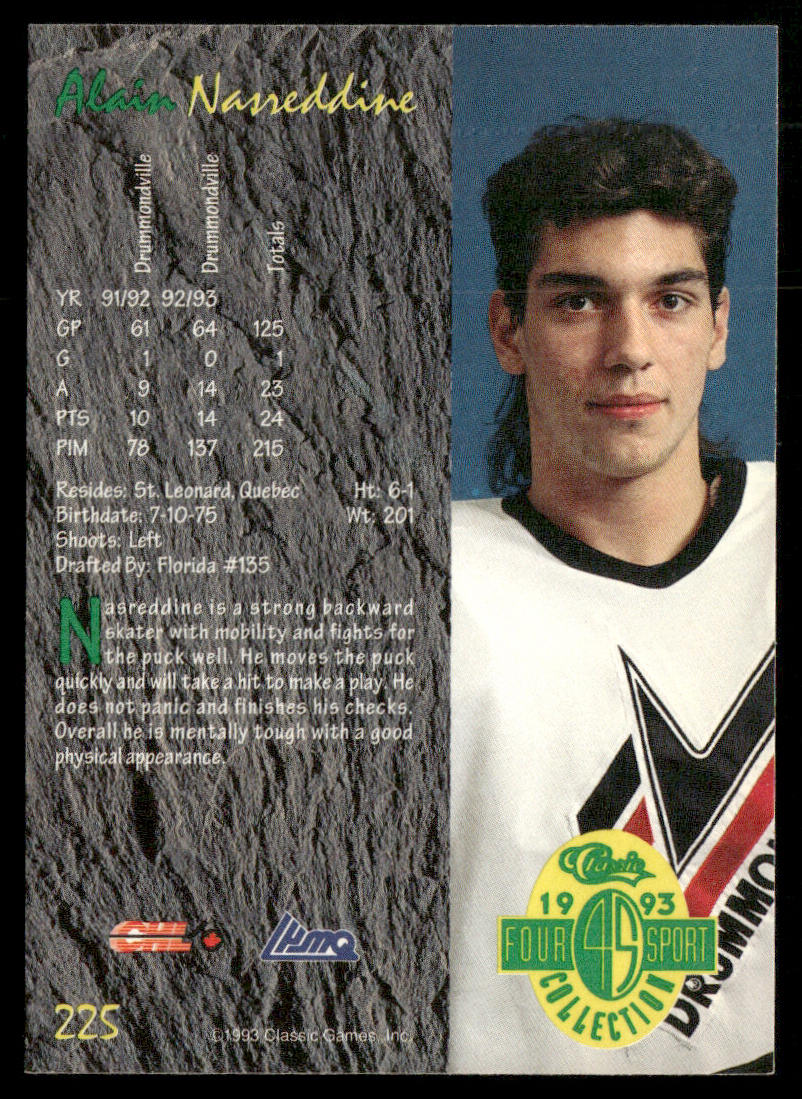 Alain Nasreddine 1993 Classic Four Sport #225