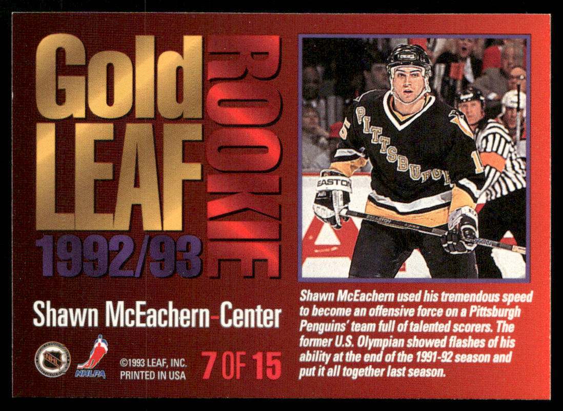Shawn McEachern 1993-94 Leaf Gold Leaf Rookie #7 Pittsburgh Penguins
