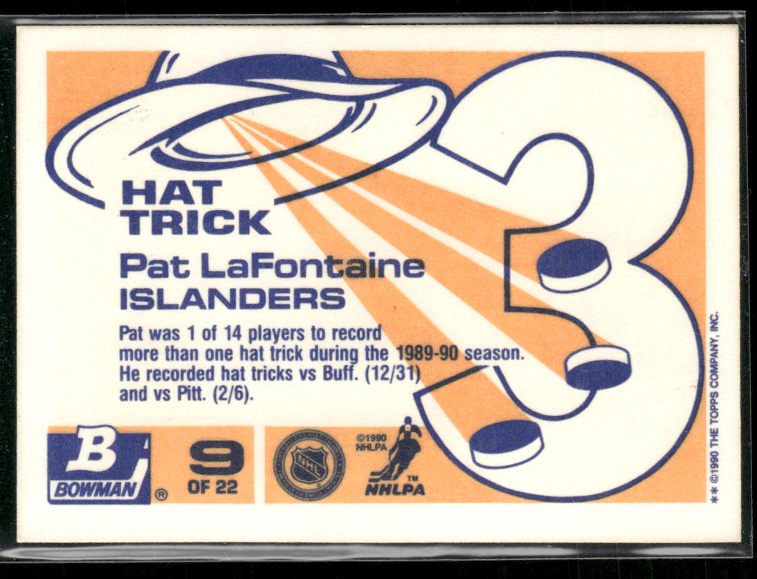 Pat LaFontaine 1990-91 Bowman Hat Tricks #9b New York Islanders