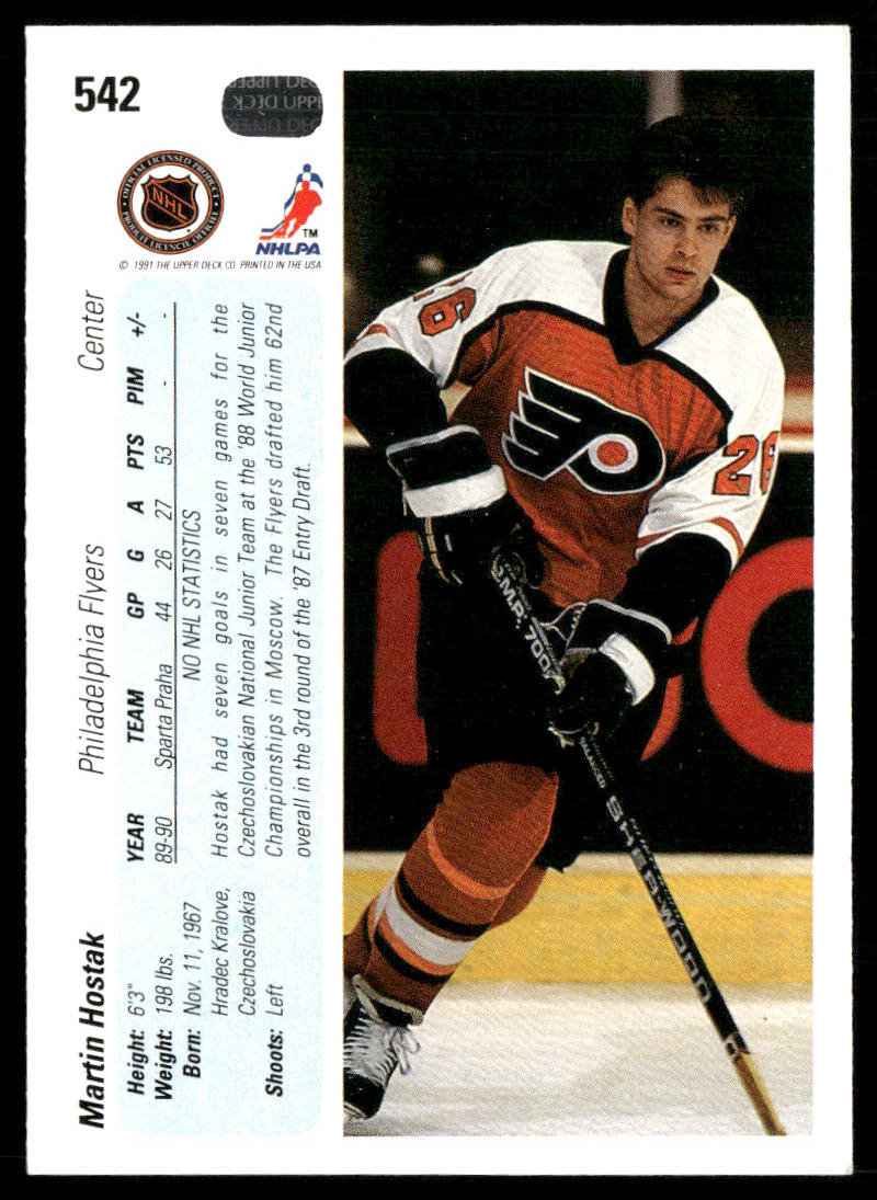 Martin Hostak 1990-91 Upper Deck #542b RC Philadelphia Flyers