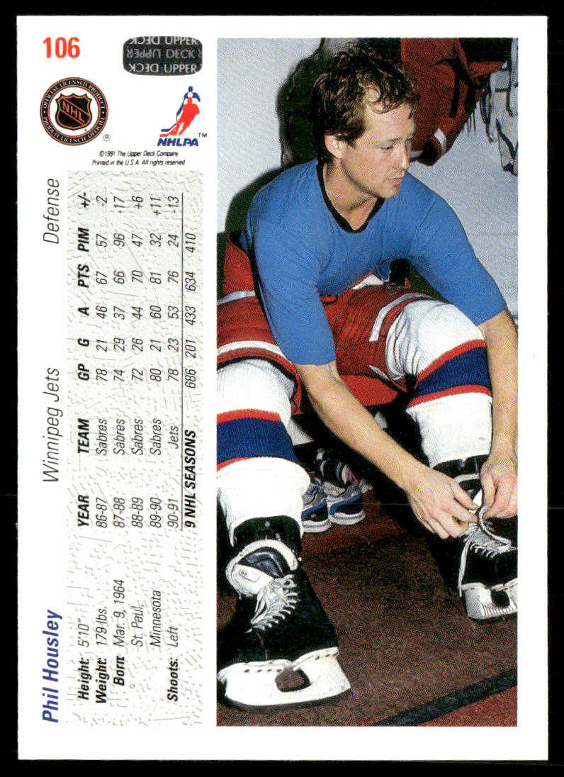 Phil Housley 1991-92 Upper Deck #106b Winnipeg Jets