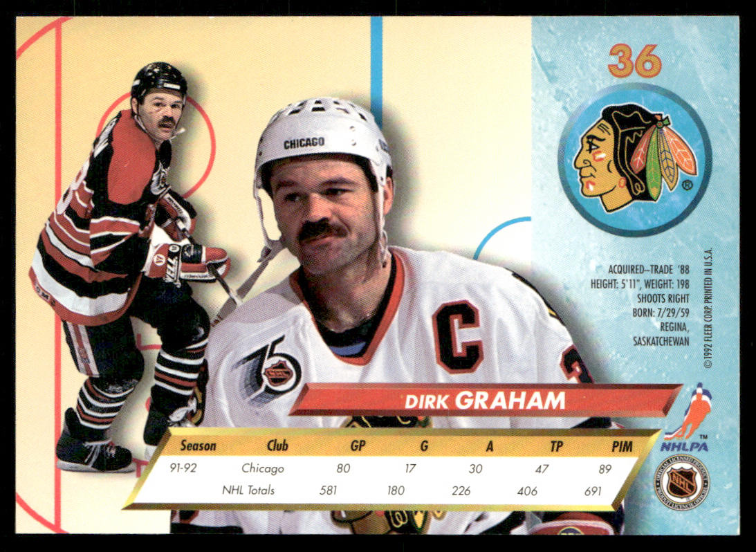 Dirk Graham 1992-93 Ultra #36 Chicago Blackhawks