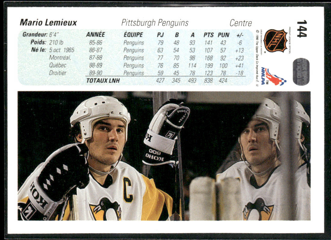 Mario Lemieux 1990-91 Upper Deck #144 Pittsburgh Penguins