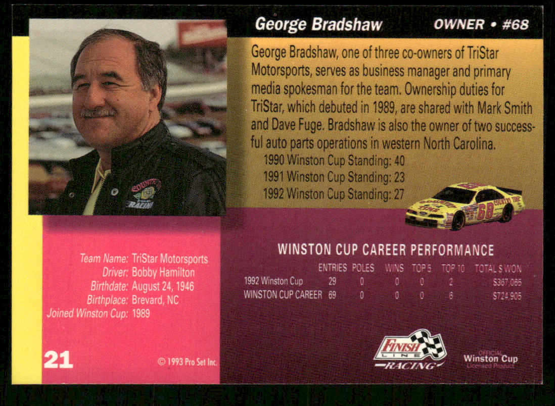 George Bradshaw 1993 Finish Line #21 Tri-Star Motorsports