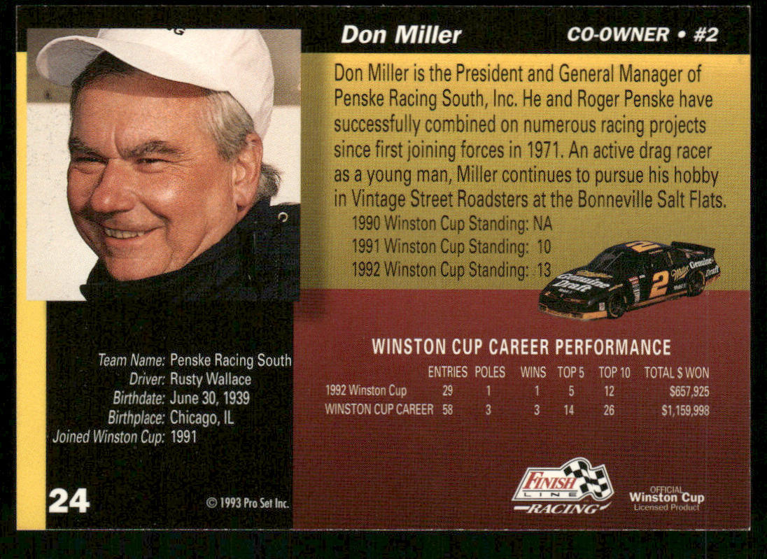 Don Miller 1993 Finish Line #24 Penske Racing South