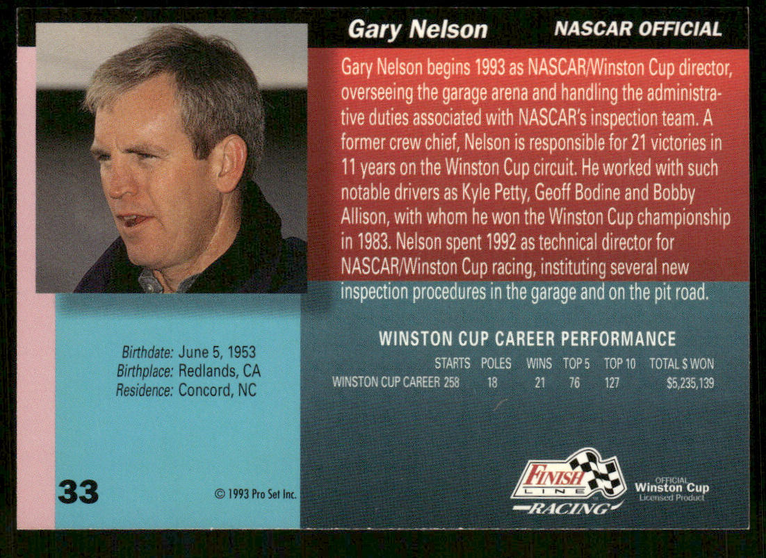 Gary Nelson 1993 Finish Line #33 SABCO Racing