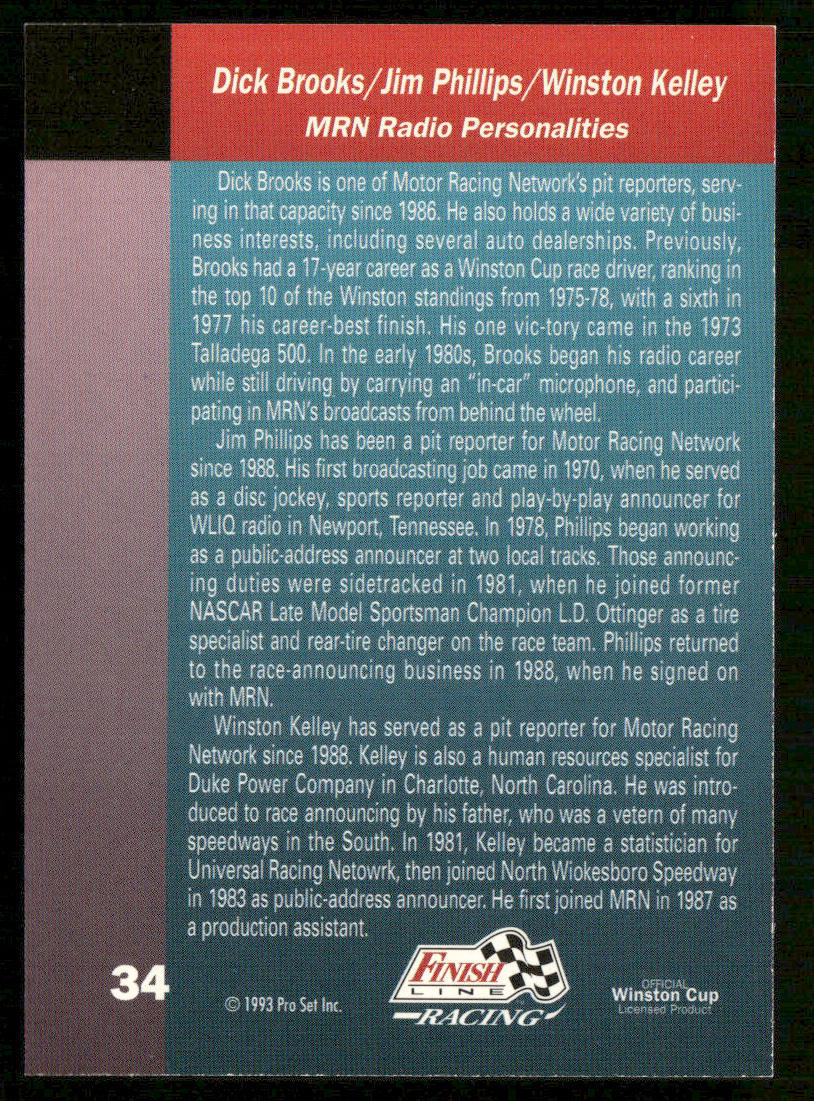 Winston Kelley / Dick Brooks / Jim Phillips 1993 Finish Line #34