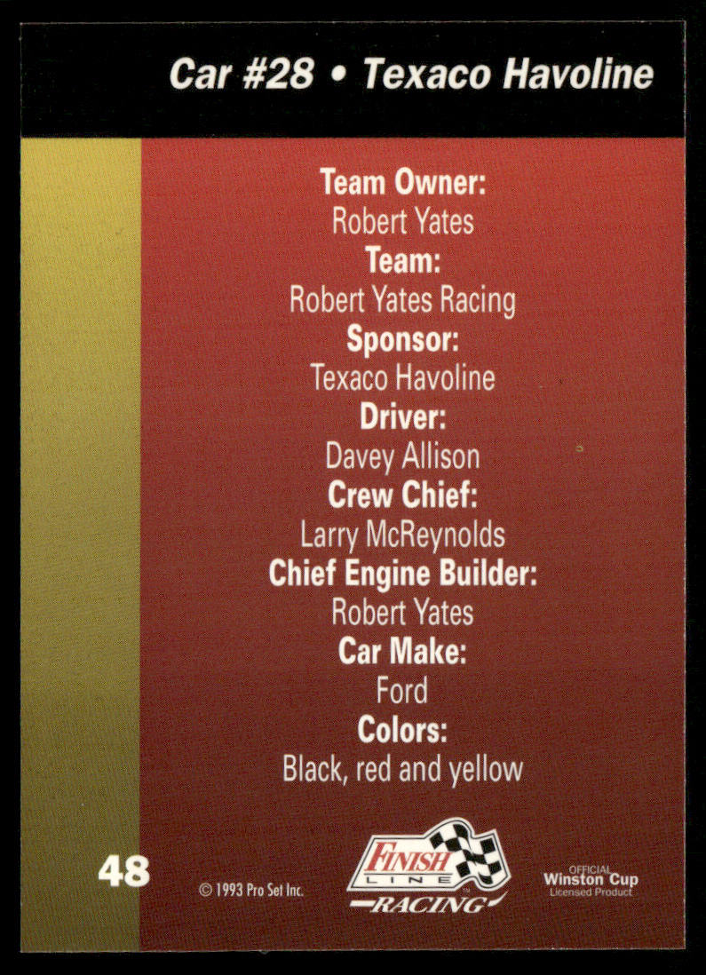 Davey Allison's Car 1993 Finish Line #48 Robert Yates Racing