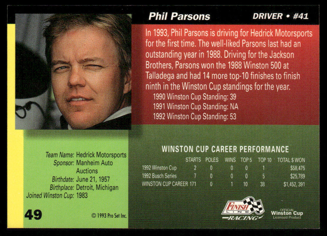 Phil Parsons 1993 Finish Line #49 Diamond Ridge Motorsports