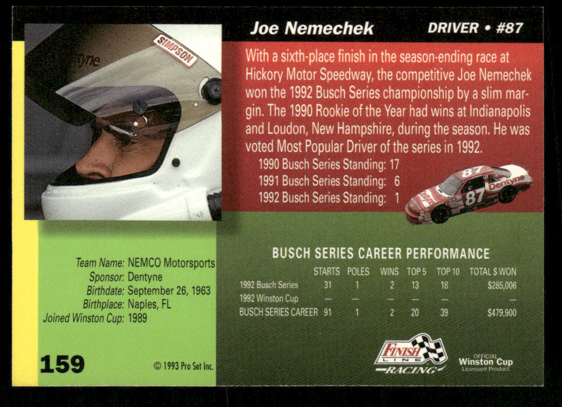 Joe Nemechek 1993 Finish Line #159 NEMCO Motorsports