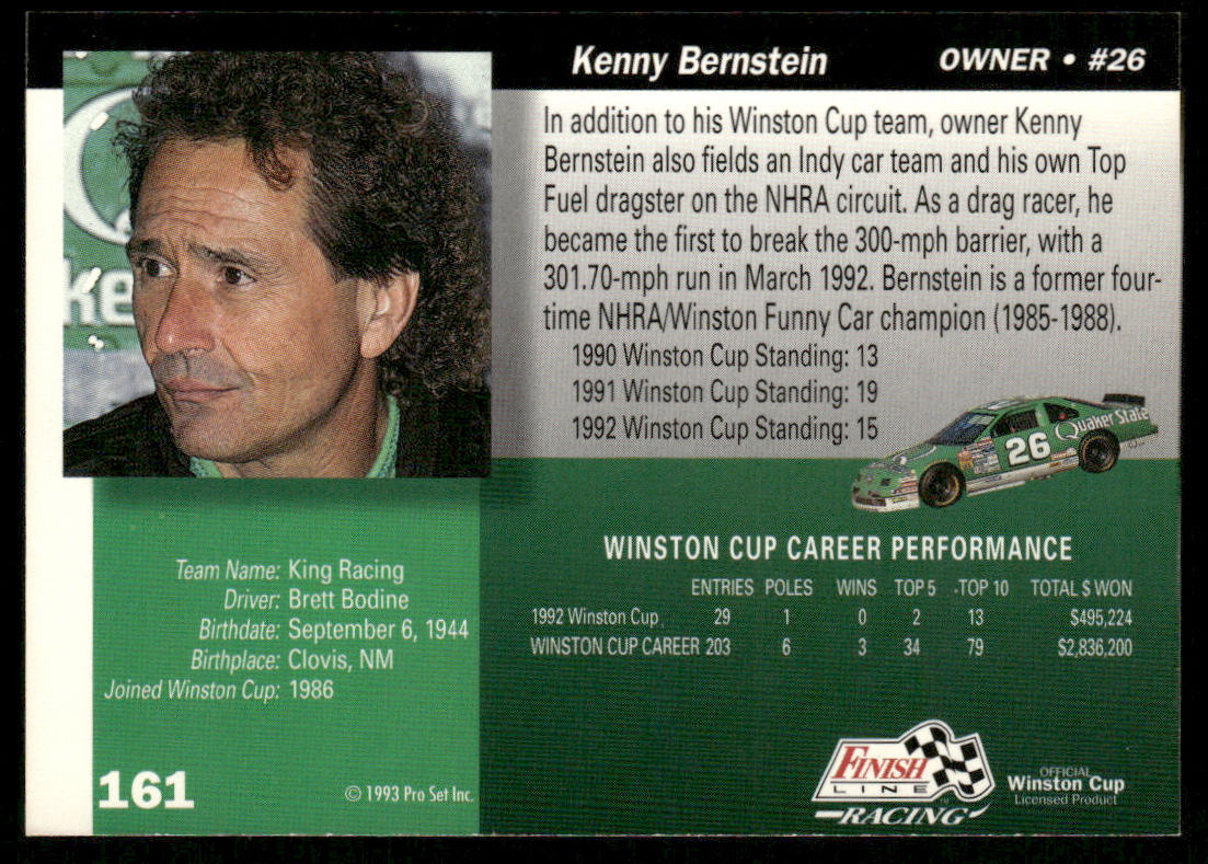 Kenny Bernstein 1993 Finish Line #161 King Racing