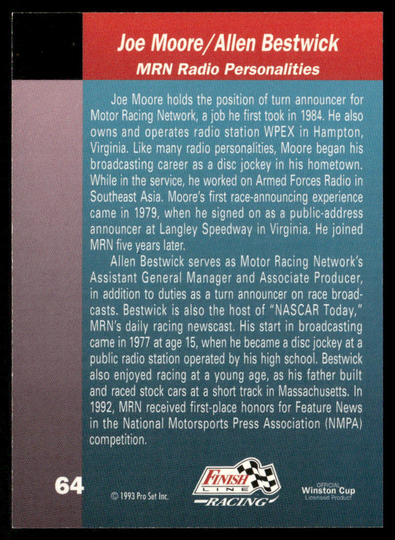 Joe Moore / Allen Bestwick 1993 Finish Line #64