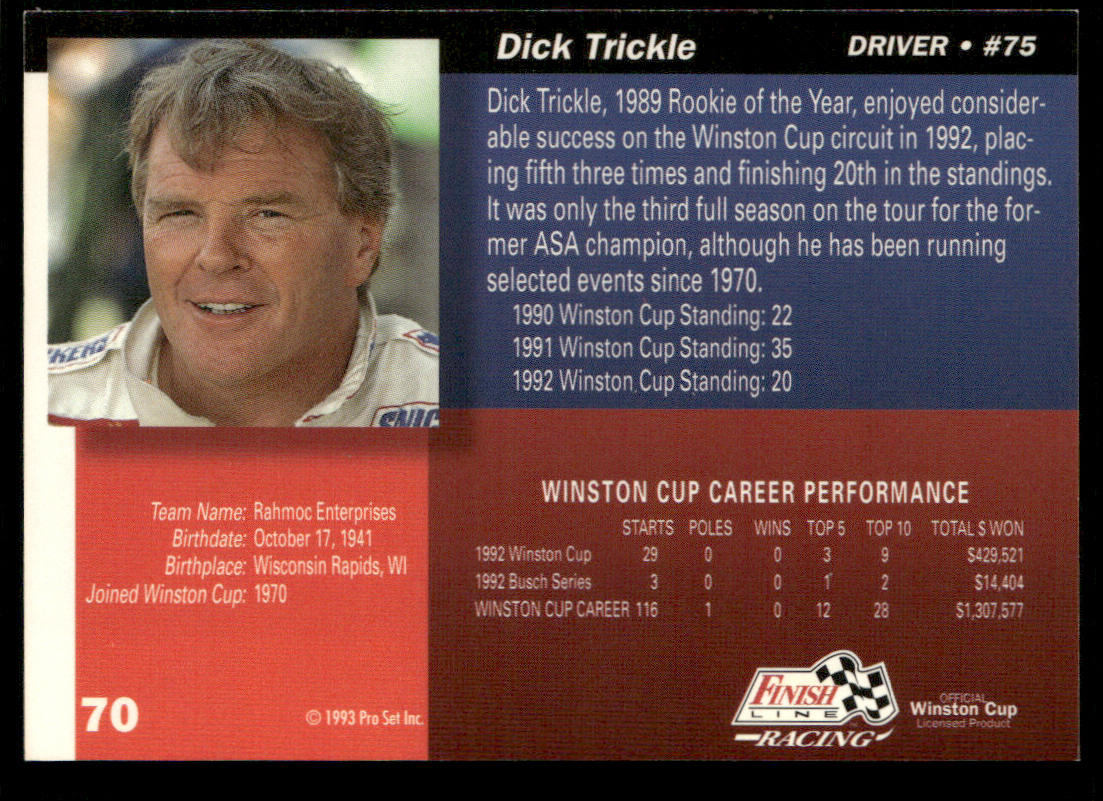 Dick Trickle 1993 Finish Line #70 Butch Mock Motorsports