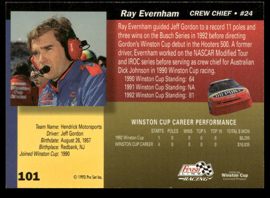 Ray Evernham 1993 Finish Line #101 Hendrick Motorsports