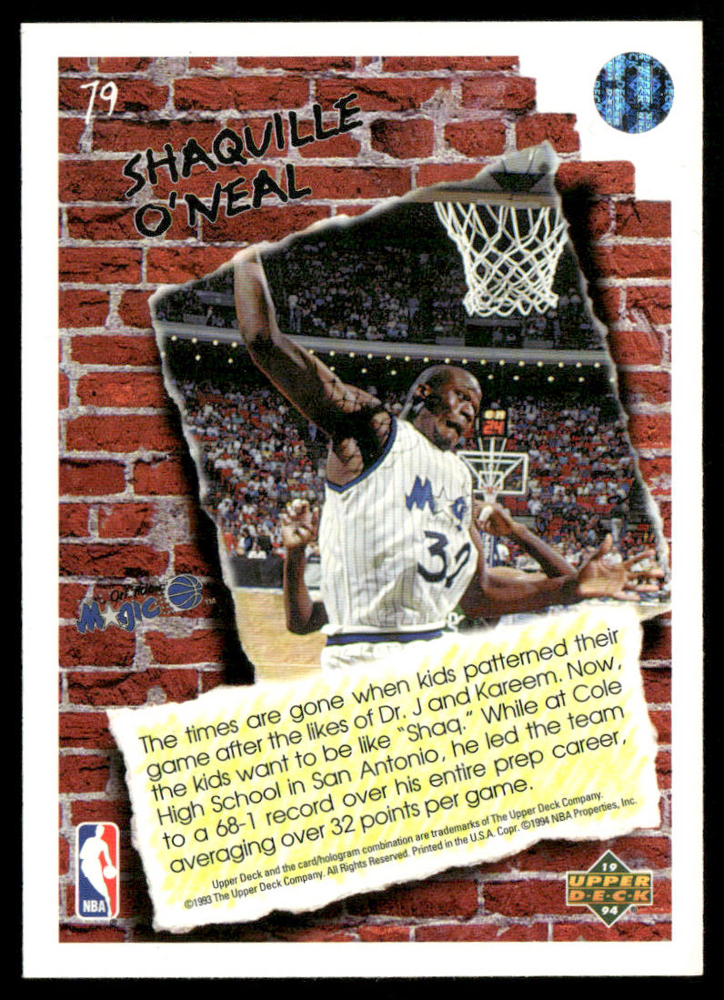 Shaquille O'Neal 1993-94 Upper Deck Pro View #79 Orlando Magic