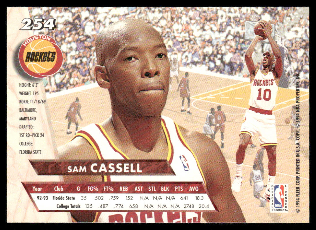 Sam Cassell 1993-94 Ultra #254 Houston Rockets