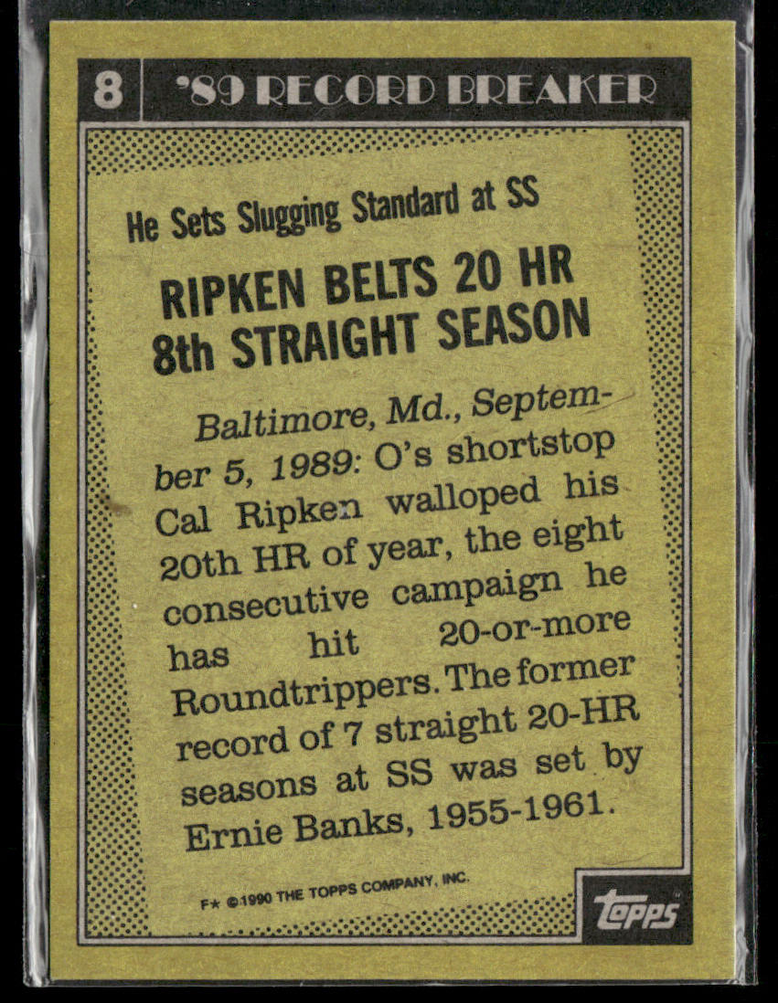 Cal Ripken 1990 Topps #8 Baltimore Orioles