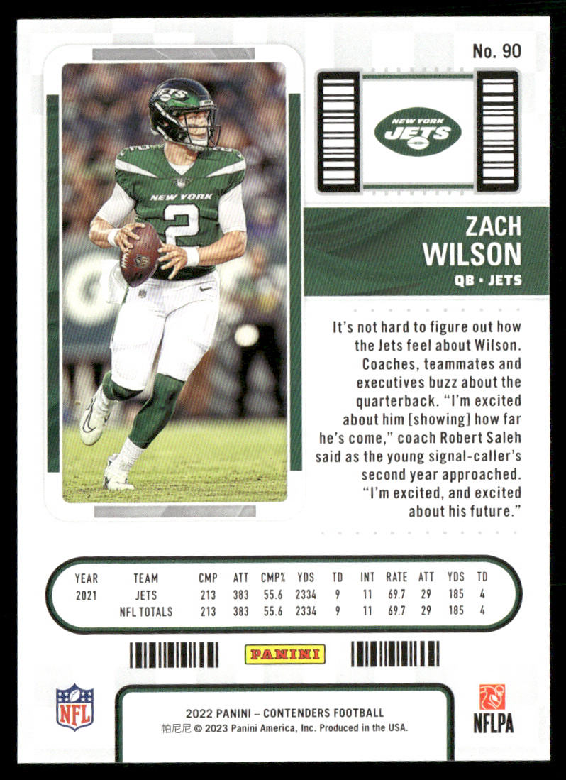 Zach Wilson 2022 Panini Contenders #90 New York Jets
