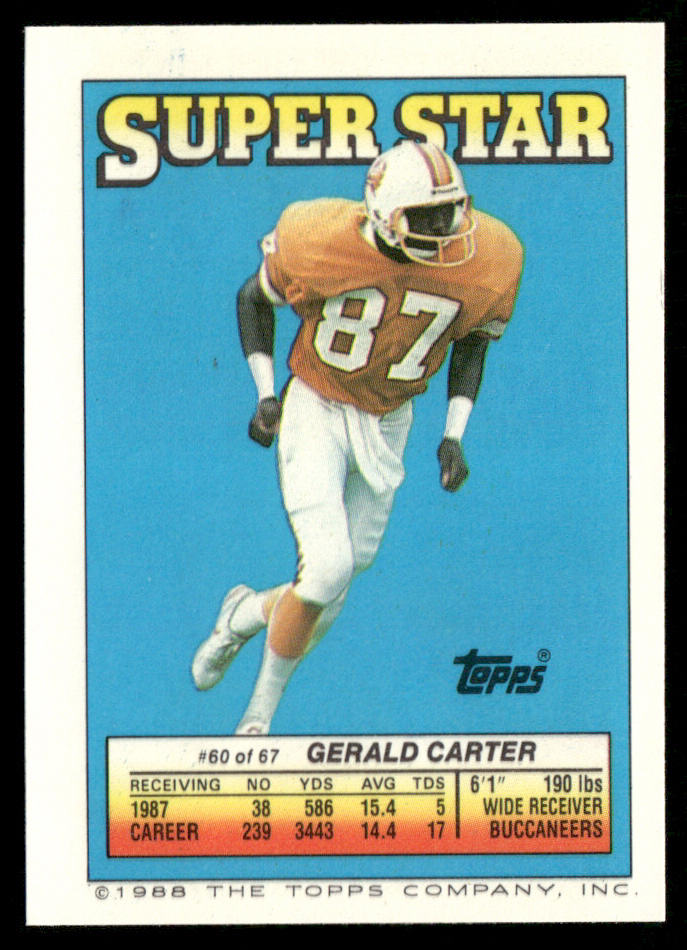 Gerald Carter / Brian Brennan 1988 Topps Stickers #16 / 187 Gerald Carter 60