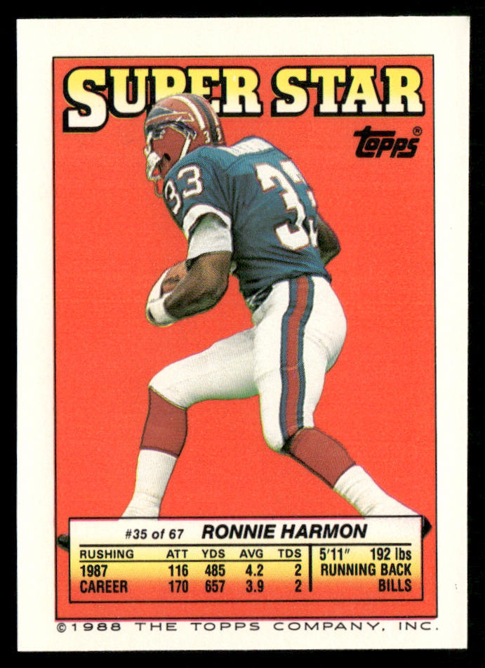 1988 Topps Stickers #20 / 182d Ronnie Harmon 35 Back